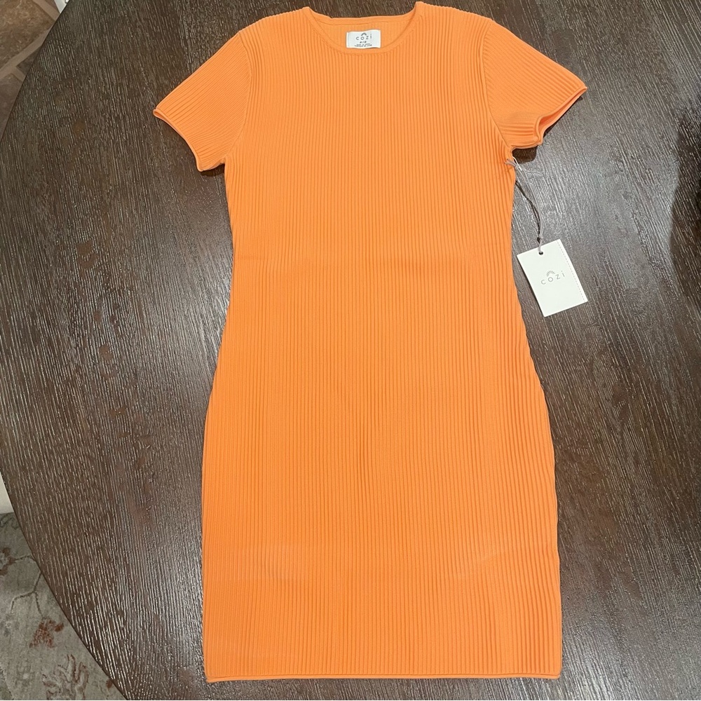 Cozi Orange Ribbed Dress